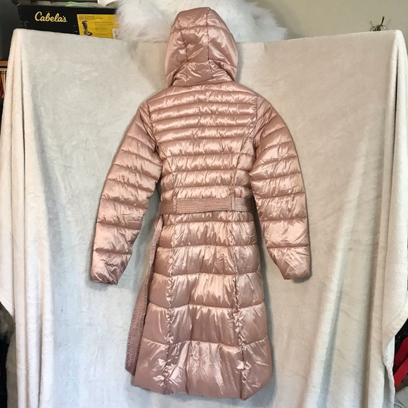 Cole Haan Signature pink metallic puffer jacket vegan “down” filled belted coat - Picture 5 of 16